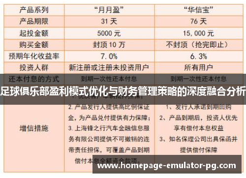 足球俱乐部盈利模式优化与财务管理策略的深度融合分析 足球俱乐部盈利模式优化与财务管理策略的深度融合分析